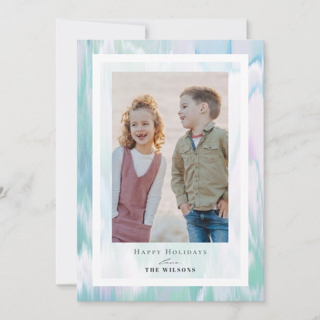 Cartão com fotos de Natal Aqua Colors (Frente)