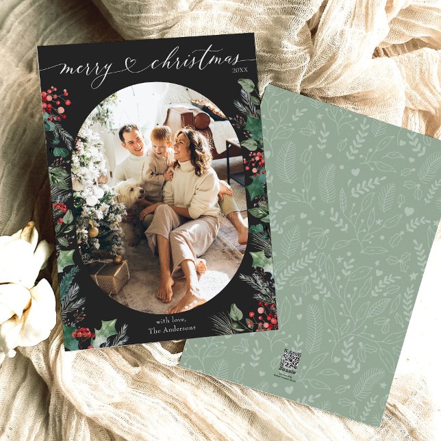 Cartão com fotos de Natal Clássico Preto Branco Fe (Criador carregado)