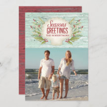 Cartão com fotos de Natal da costa da praia