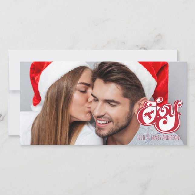 Cartão com fotos de Natal de Joy (Frente)