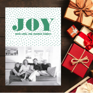 Cartão com fotos de Natal de Joy Dotado Verde