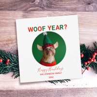 Cartão com fotos de Natal de Pet de Ano Woof