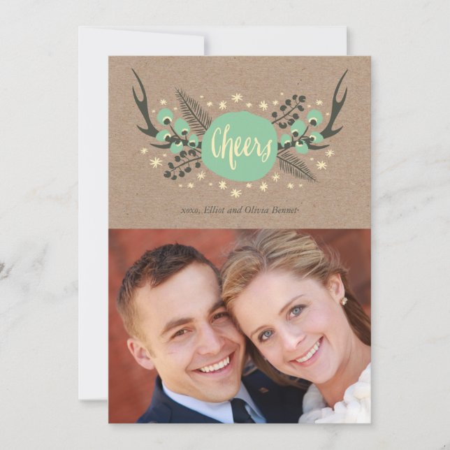 Cartão com fotos de Natal de Pinho, Berries (Frente)