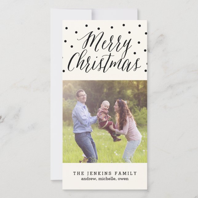 Cartão com fotos de Natal de Pontos Clássicos (Frente)