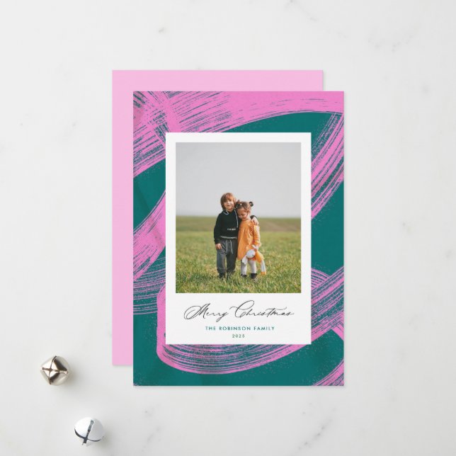 Cartão com fotos de Natal do Paint Abstrato Paint (Frente/Verso In Situ)