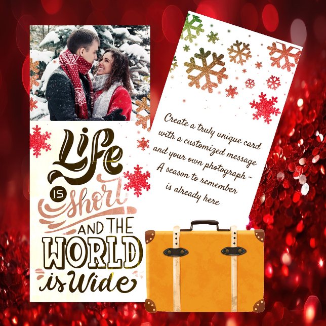 Cartão com fotos de Natal do Tema viagem (Share Your Love of Adventure - Tell the Tales with Unique Travel Themed Christmas Photo Card)