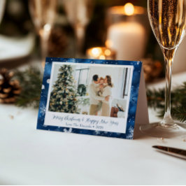 Cartão com fotos de Natal Dobrado com Floco de Nev