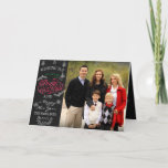 Cartão com fotos de Natal Dobrado em Chalkboard<br><div class="desc">Cartão com fotos dobrado de Natal em quadro chalkboard com aquarela "feliz roteiro pintado de Natal e giz de Natal e elementos de neve.</div>