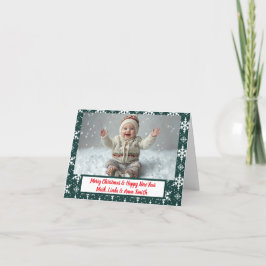 Cartão com fotos de Natal Dobrado em Flocos de Nev