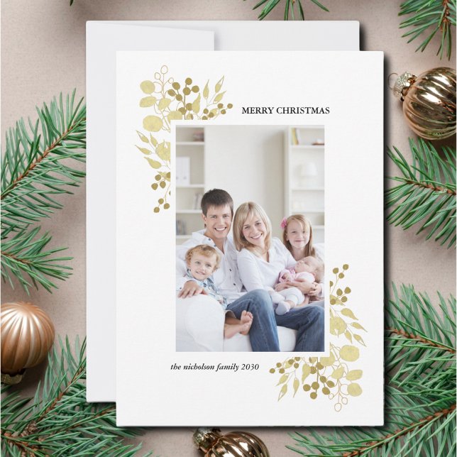 Cartão com fotos de Natal Dourado (Criador carregado)