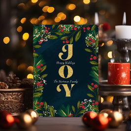 Cartão com fotos de Natal Elegante Joy Berry