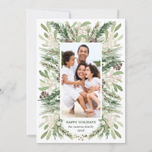 Cartão com fotos de Natal em Watercolor Florals