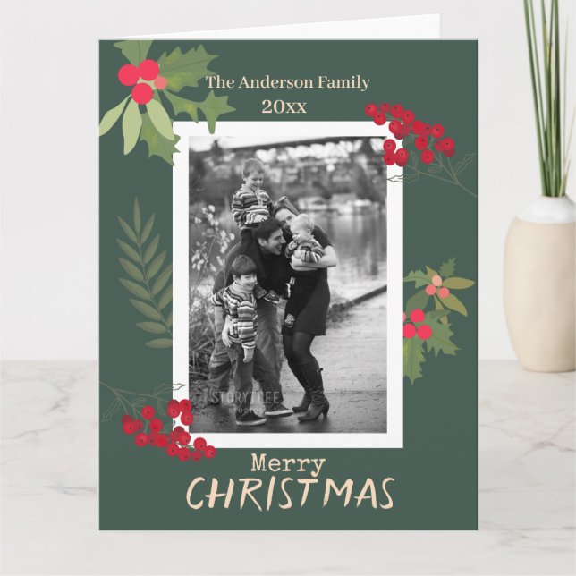 Cartão com fotos de Natal feliz (Frente)