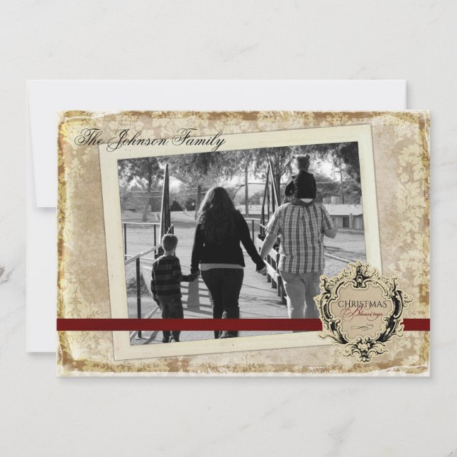 cartão com fotos de Natal Feliz XMAS 5x7 (Frente)