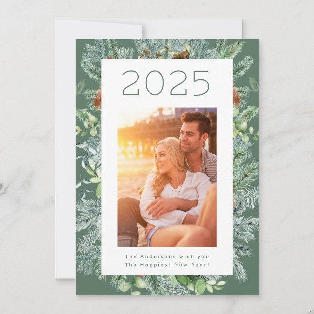 Cartão com fotos de Natal Feriado de Ano Novo (Frente)