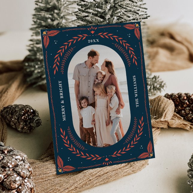 Cartão com fotos de Natal Folk Art (Criador carregado)