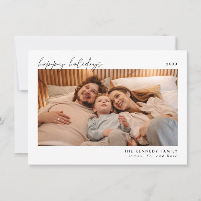 Cartão com fotos de Natal minimalista (Frente)