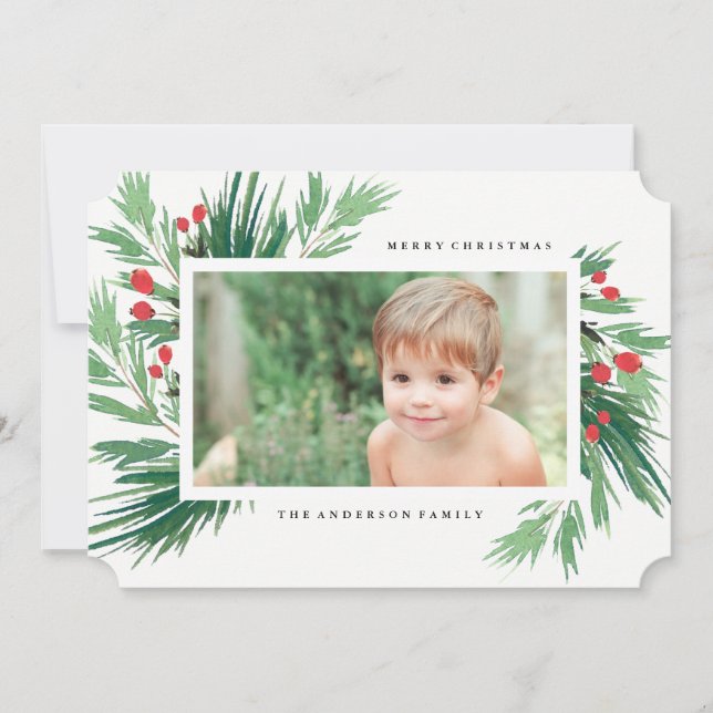 Cartão com fotos de Natal Mistletoe (Frente)