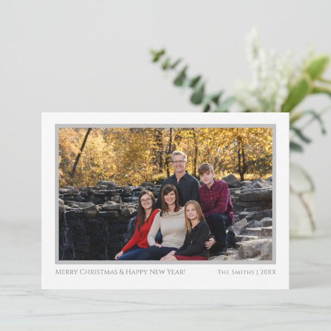 Cartão com fotos de Natal Moderno (Em pé/Frente)