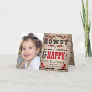Cartão com fotos de Natal Ocidental e Cowboy