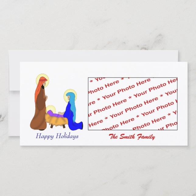 Cartão com fotos de Natal Religioso (Frente)