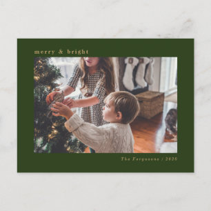 Cartão com fotos de Natal Verde Mínimo Moderno