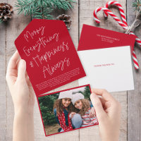 Cartão com fotos de Natal Vermelho de Script Moder