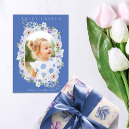 Cartão com fotos de Páscoa Floral de rendas botâni