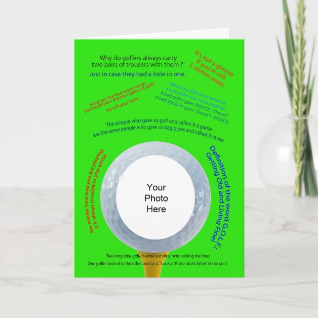 Cartão com fotos de piadas de Golfe (Frente)