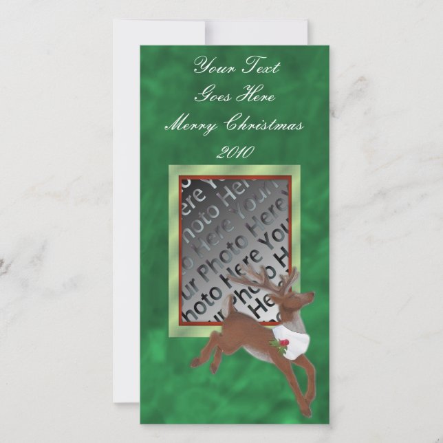 Cartão com fotos de Reindeer de Natal (Frente)