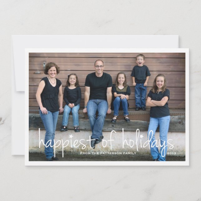 Cartão com fotos de saudação de Natal mais feliz (Frente)