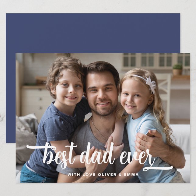 Cartão com fotos de Script do Melhor Pai do dia de (Frente/Verso)