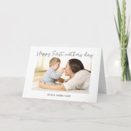 cartão com fotos de script minimalista da primeira