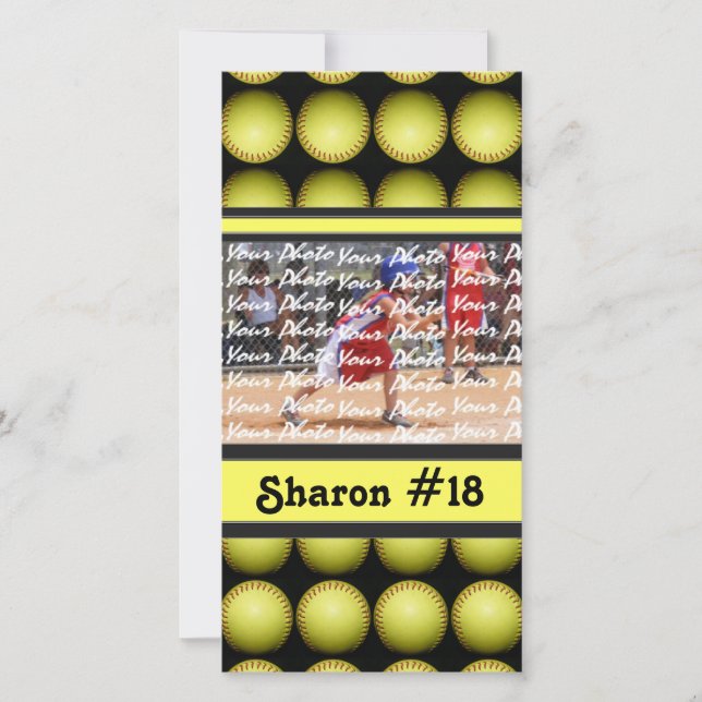 Cartão com fotos de Softball em inclinação (Frente)