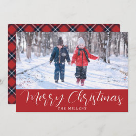 Cartão com fotos de Tartan do Marinho Vermelho par