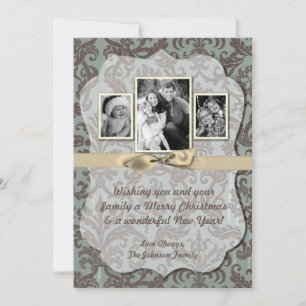 cartão com fotos de Tecido XMAS Azul para Damasco