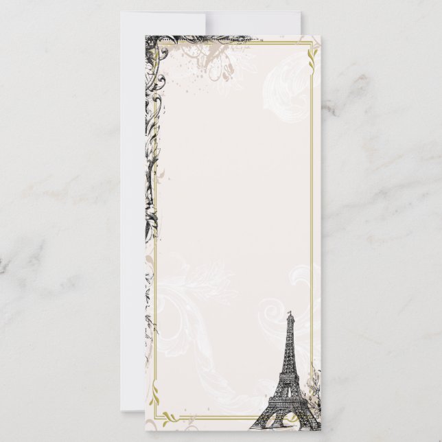 Cartão com fotos de torre Eiffel (Frente)