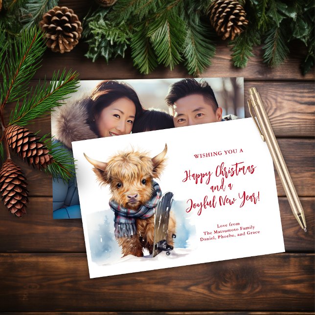 Cartão com fotos de Vaca do Highland Snowboard (Criador carregado)