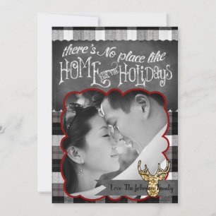 cartão com fotos de veados preto XMAS de Natal 5x7