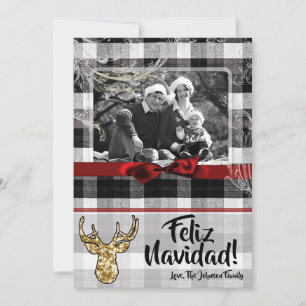 cartão com fotos de veados preto XMAS de Natal 5x7