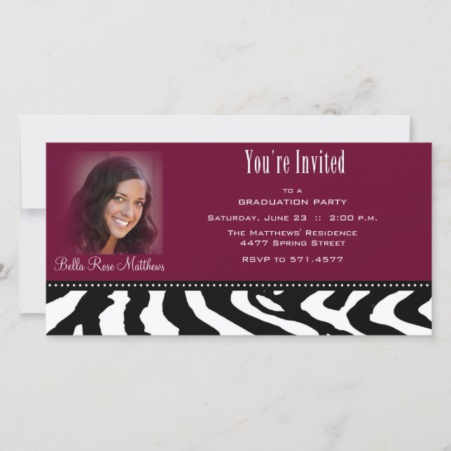 Cartão com fotos de Zebra Negra para Graduação (Frente)