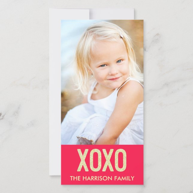 Cartão com fotos Dia de os namorados XOXO (Frente)