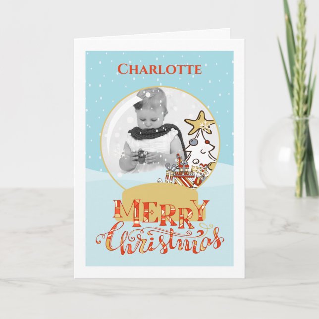 Cartão com fotos do Globo de Neve da Árvore de Nat (Frente)