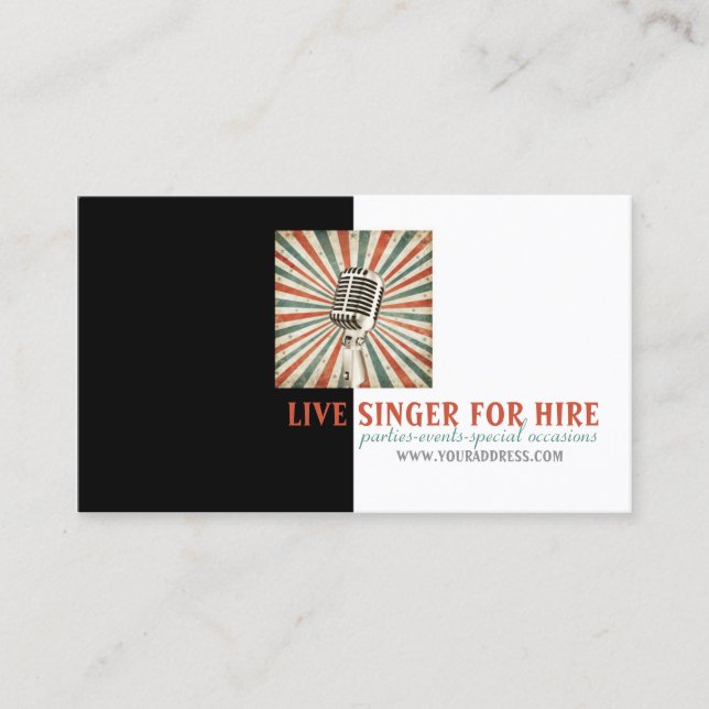 Cartão com fotos do microfone do aluguer do (Frente)