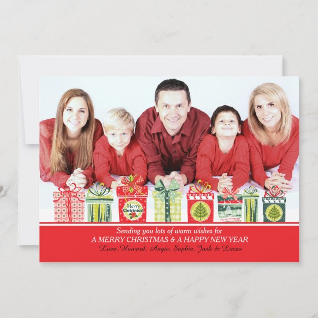 Cartão com fotos do Natal Presente (Frente)