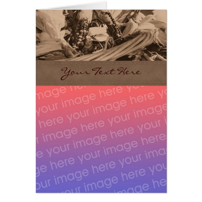 Cartão com fotos do outono do Milho da Índia Sepia (Frente)