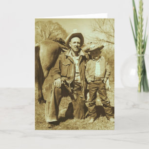 Cartão com fotos do Padre Son Vintage, cowboy ocid