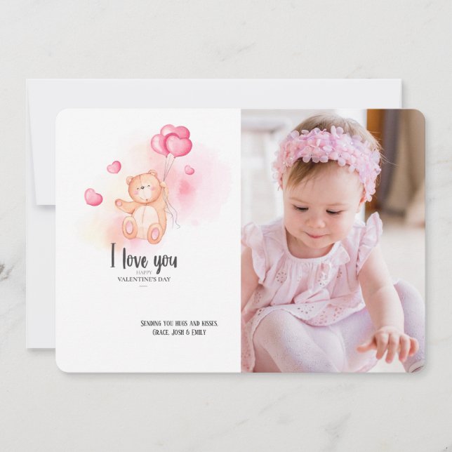 Cartão com fotos do Urso do dia de os namorados (Frente)