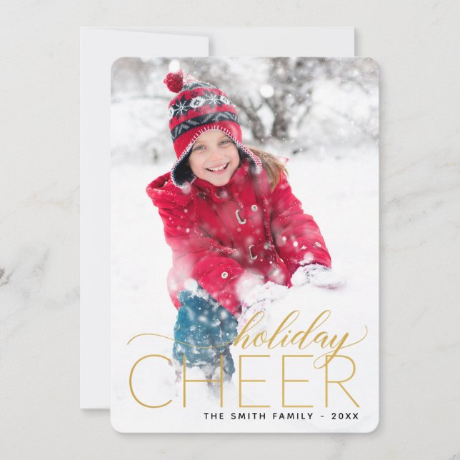 Cartão com fotos Dourado de Natal (Frente)