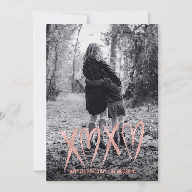 Cartão com fotos Dourado Rosa com escovas modernas (Frente)